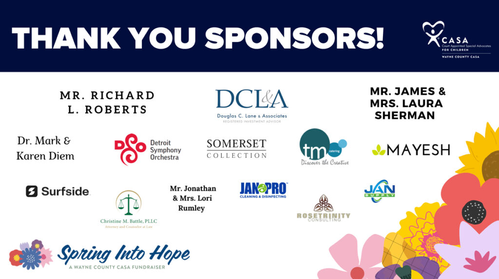 Wayne County CASA Spring Into Hope Thank You Sponsors